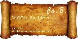 Csáki Belián névjegykártya
